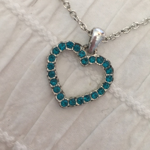 Turquoise Heart Necklace on a Silver Chain - Picture 3 of 4